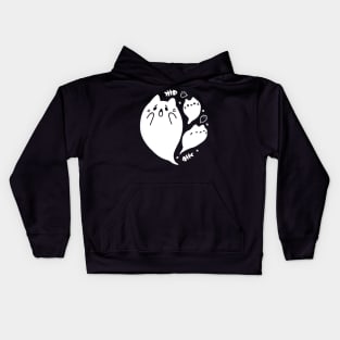 Halloween Ghost Cat Minimal White Kids Hoodie